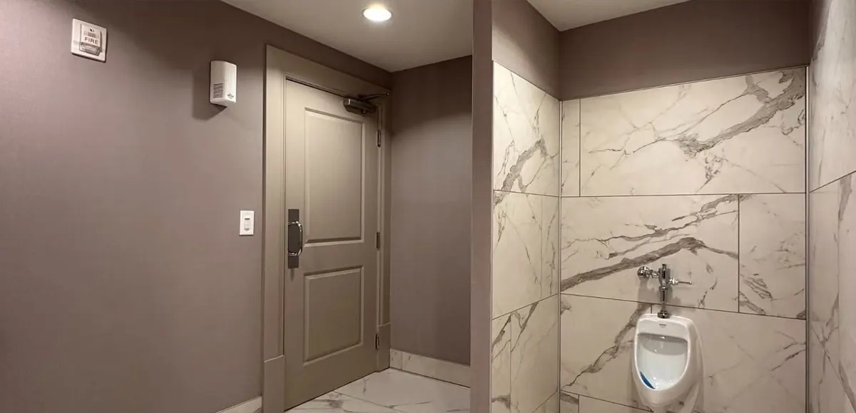 Restroom tile, after renovation