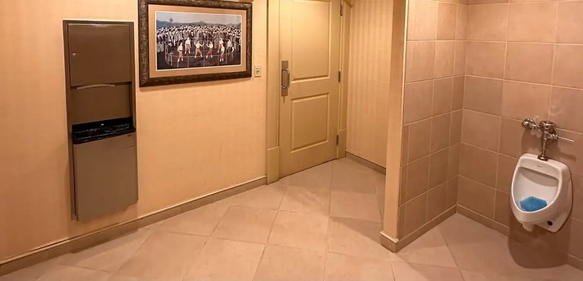 Restroom tile, before renovation
