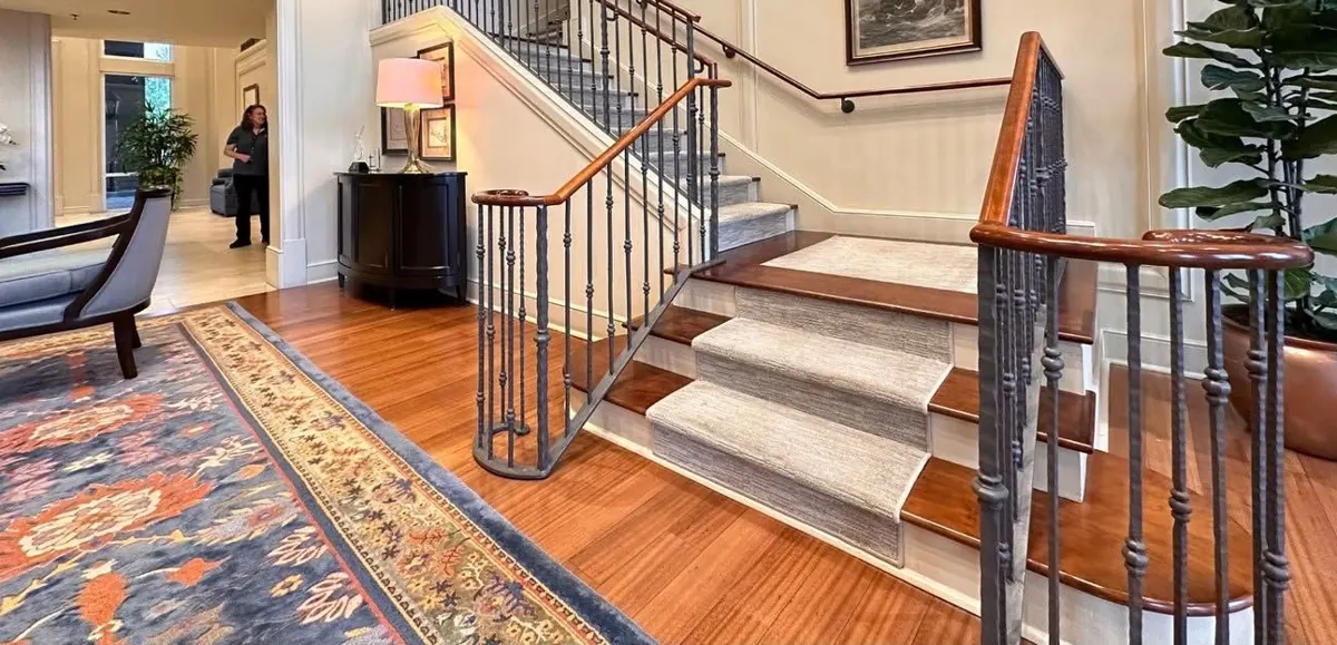 Lobby staircase, before renovation