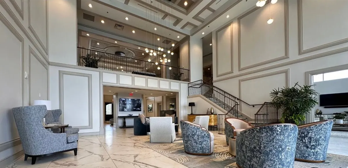 Two-story lobby, after renovation