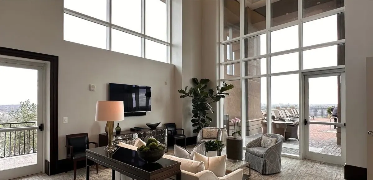 Two-story lounge, after renovation