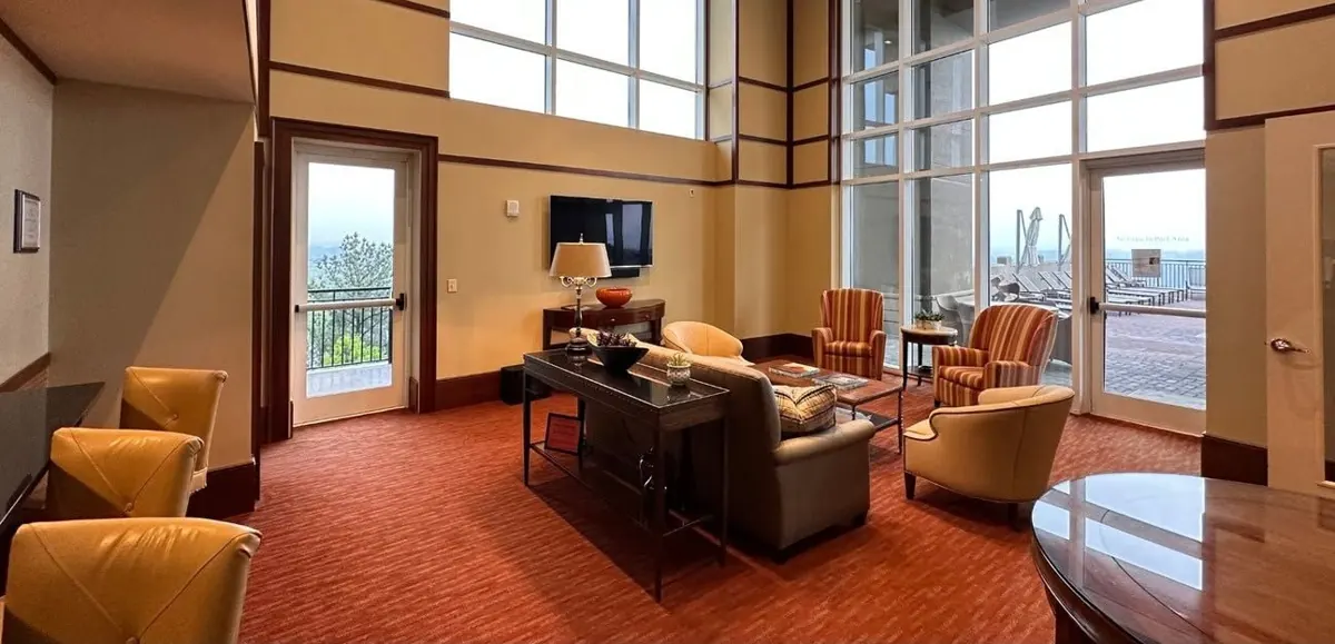 Two-story lounge, before renovation