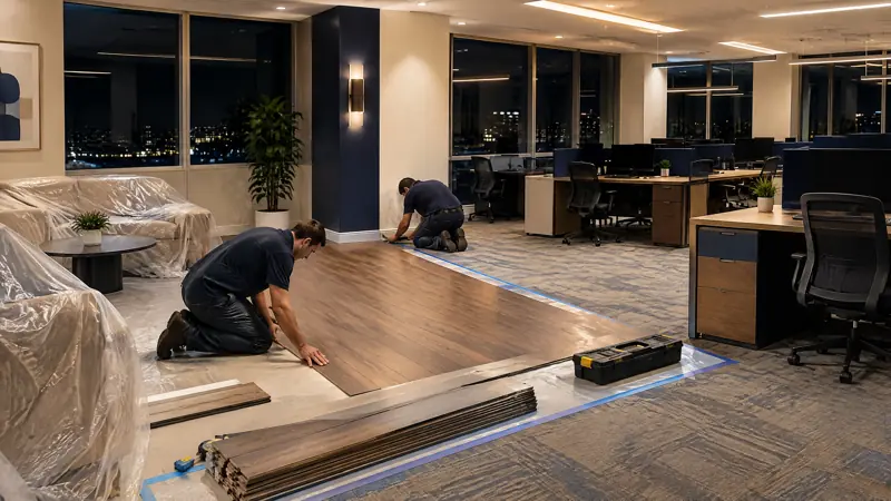 Illustration: After hours renovation in an occupied commercial space in Tampa