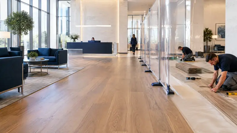 Illustration: Commercial flooring in an occupied commercial space in Tampa