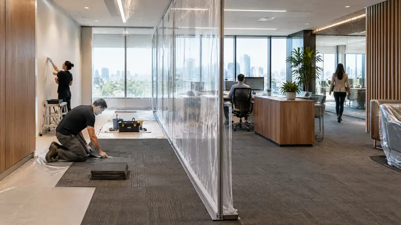 Illustration: Office renovation in an occupied commercial space in Tampa