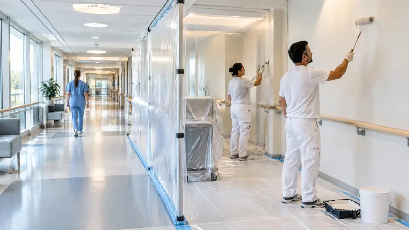 Illustration: Painting contractor in an occupied commercial space in Tampa