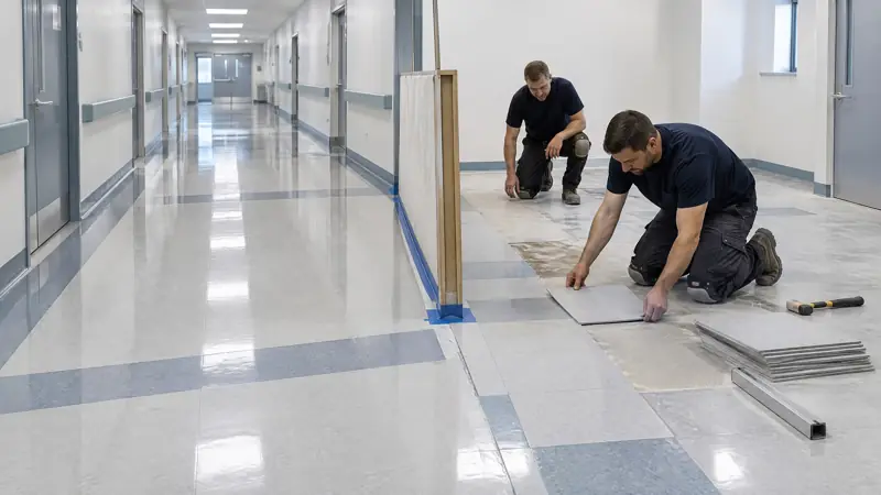 Illustration: Vinyl composition tile installation in an occupied commercial space in Tampa